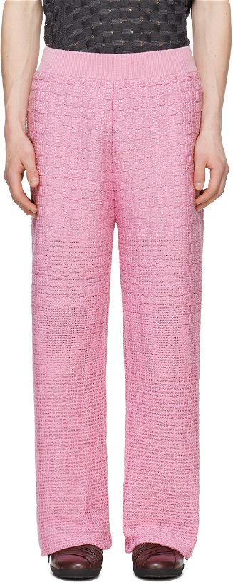 Photo: Isa Boulder SSENSE Exclusive Pink Tick Trousers