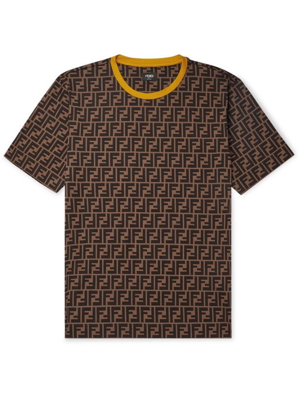 Photo: FENDI - Logo-Print Cotton-Jersey T-Shirt - Brown