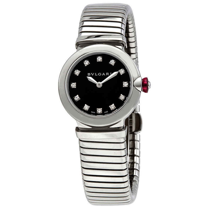 Photo: Bvlgari LVCEA Tubogas Quartz Diamond Black Dial Ladies Watch 102951