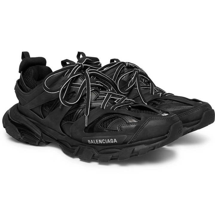 Photo: Balenciaga - Track Leather, Mesh and Rubber Sneakers - Men - Black