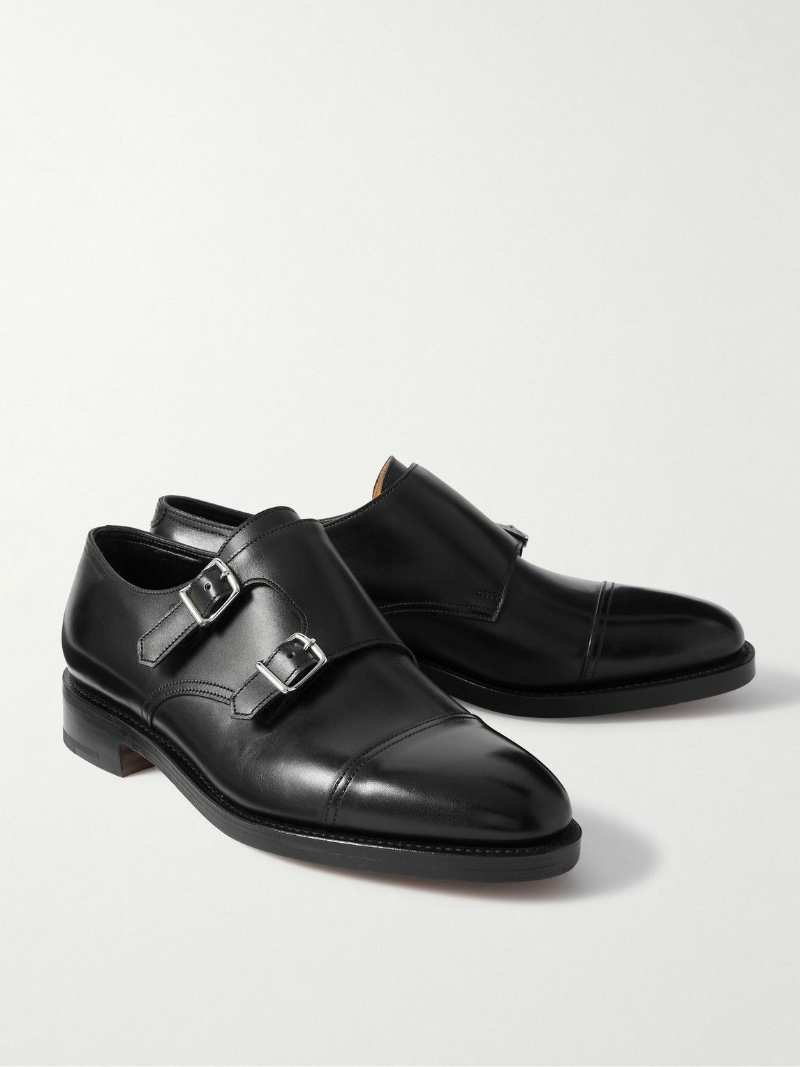 William' Black Leather Double Monk Strap UK 6.5 E - Abbot's