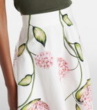 Oscar de la Renta Floral cotton-blend poplin midi skirt