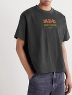 424 - HOORSENBUHS Logo-Print Distressed Cotton-Jersey T-Shirt - Black