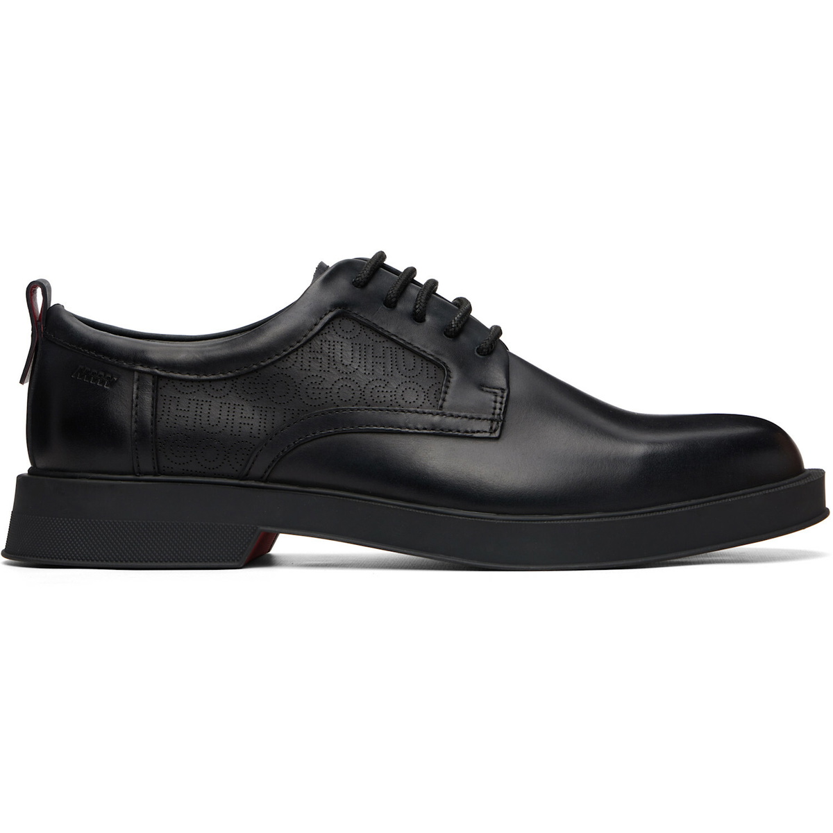 Hugo Black Perforated Monograms Leather Derbys