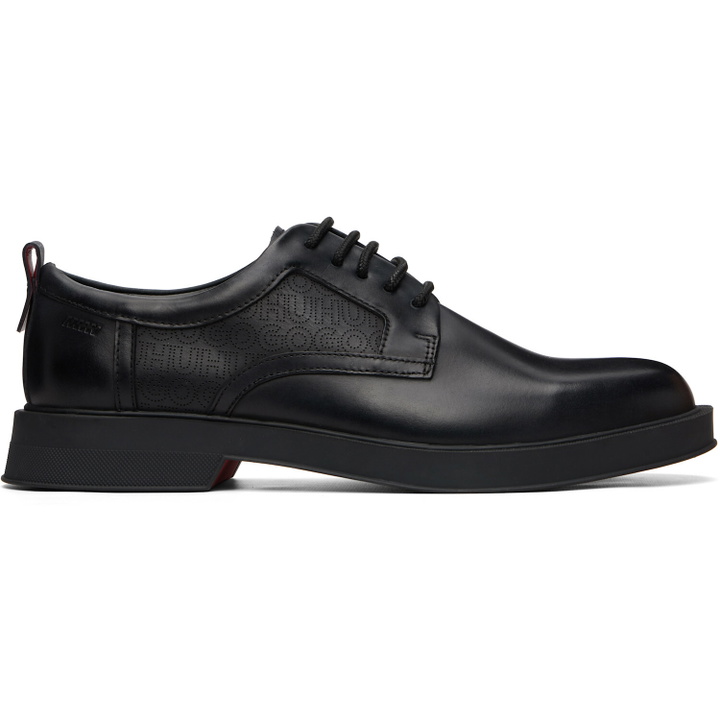 Photo: Hugo Black Perforated Monograms Leather Derbys