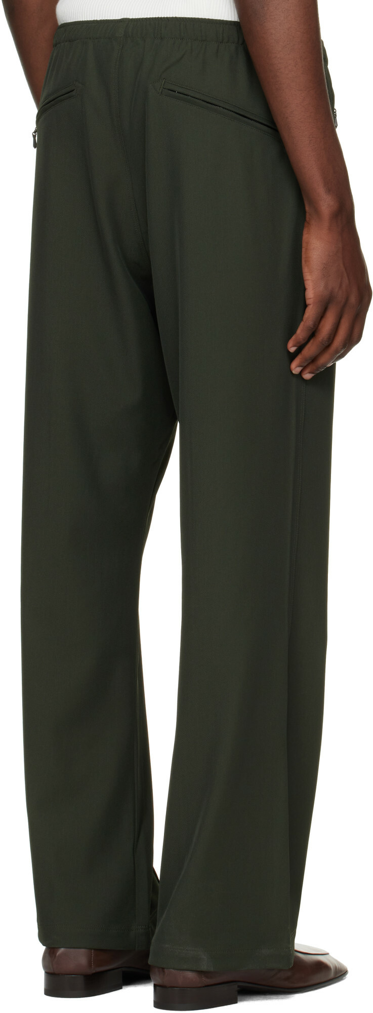 NEEDLES Khaki Cavalry Twill Boot-Cut Warm Up Trousers