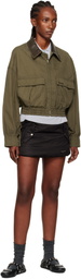 We11done Khaki Leather Collar Jacket