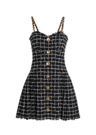 Balmain Checked Tweed Mini Dress Black And White