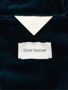 Oliver Spencer - Double-Breasted Cotton-Velvet Blazer - Blue