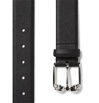 Alexander McQueen - 3cm Black Textured-Leather Belt - Men - Black