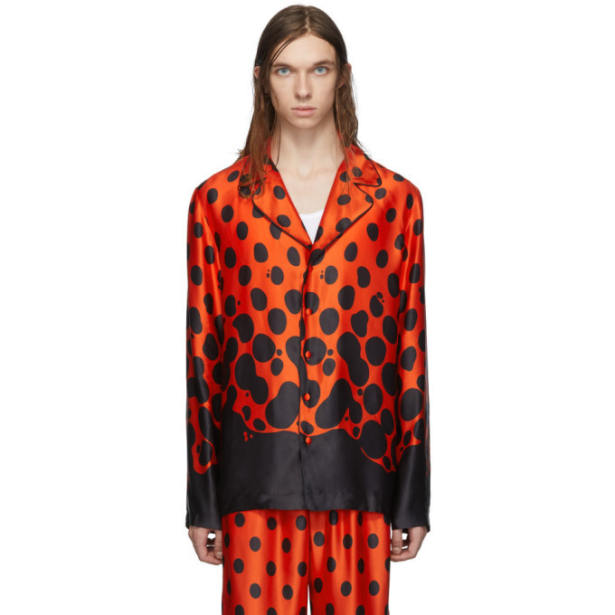 Photo: Palomo Spain Black and Red Silk Mercury Dot Pyjama Shirt