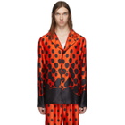 Palomo Spain Black and Red Silk Mercury Dot Pyjama Shirt