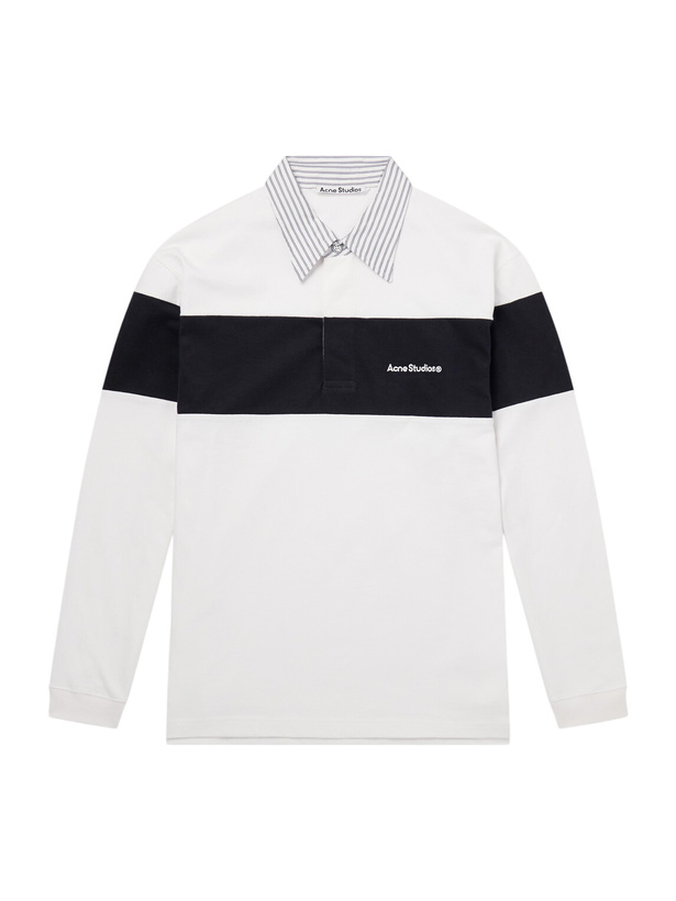 Photo: Acne Studios - Logo-Embroidered Cotton-Jersey Polo Shirt - White