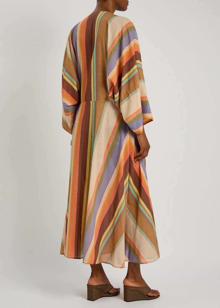 Zimmermann Solstice Striped Cotton Tunic Midi Dress Multicoloured