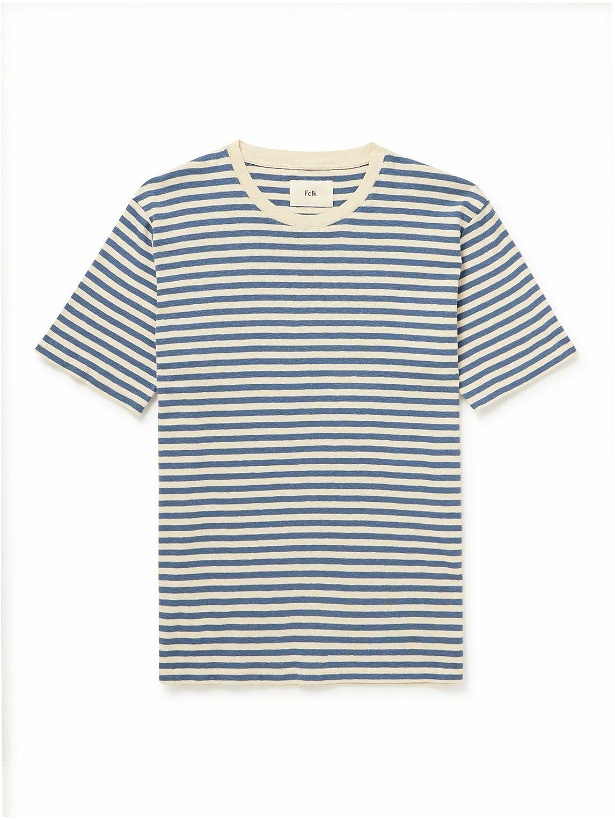 Photo: Folk - Contrast Striped Cotton-Jersey T-Shirt - Blue