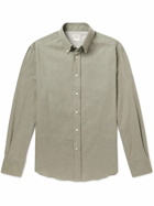 Brunello Cucinelli - Button-Down Collar Cotton-Flannel Shirt - Green