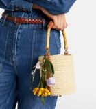 Self-Portrait Small raffia bucket bag