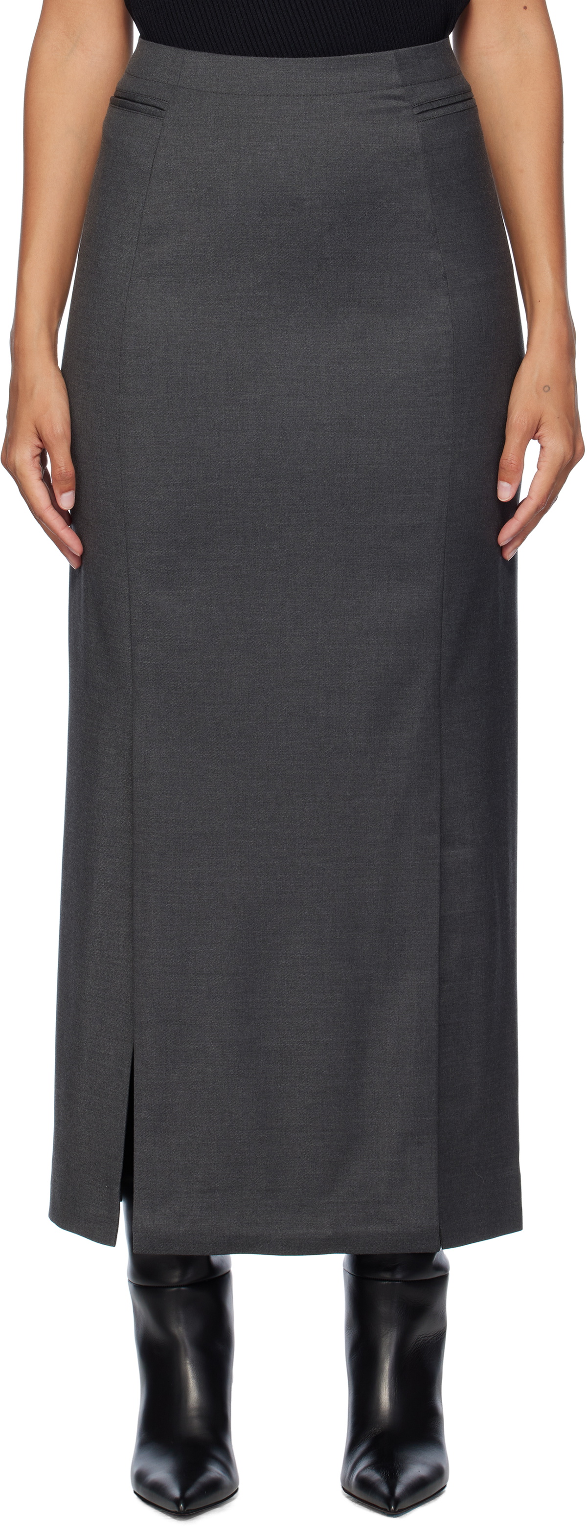 REMAIN Birger Christensen Gray Pencil Midi Skirt