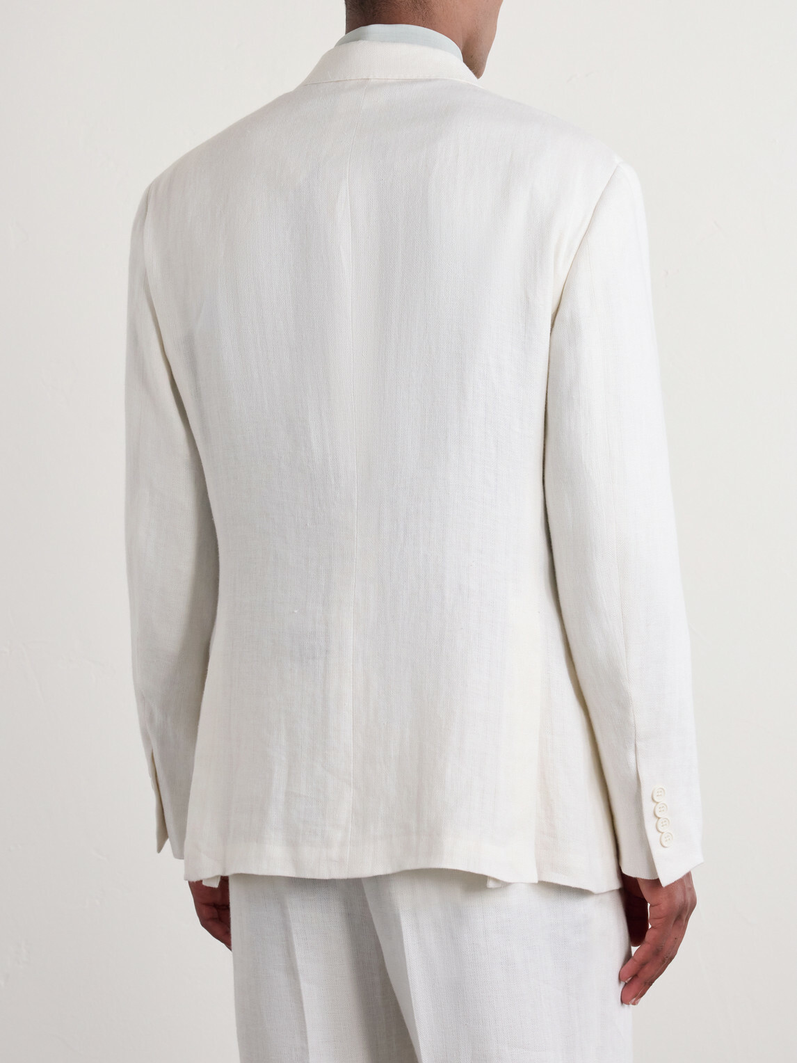 Ralph Lauren Purple label - Double-Breasted Herringbone Linen Suit Jacket - White