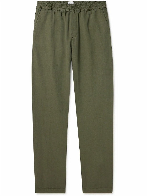 Photo: Sunspel - Straight-Leg Cotton and Linen-Blend Drawstring Trousers - Green