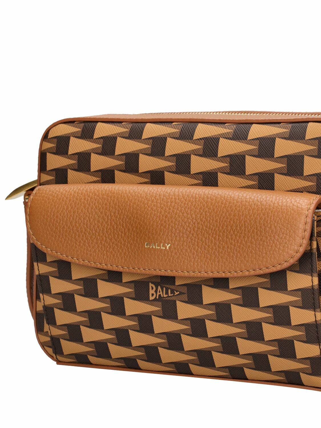 BALLY バリー ショルダーバッグ PENNANT DANIEL ブラウン ブラック系 PVC レザー メンズ クロスボディ ゴールド金具 超美品 BALLY - Pennant Daniel Monogram Leather Bag Bally