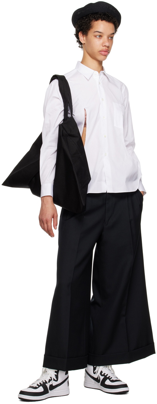 Black Comme des Garçons White Cutout Shirt