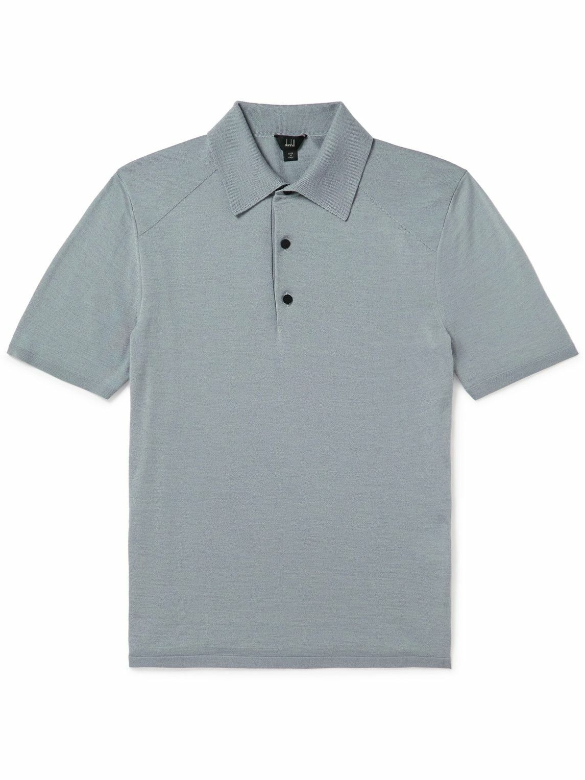 Dunhill Wool and Mulberry Silk Blend Polo Shirt Gray Dunhill