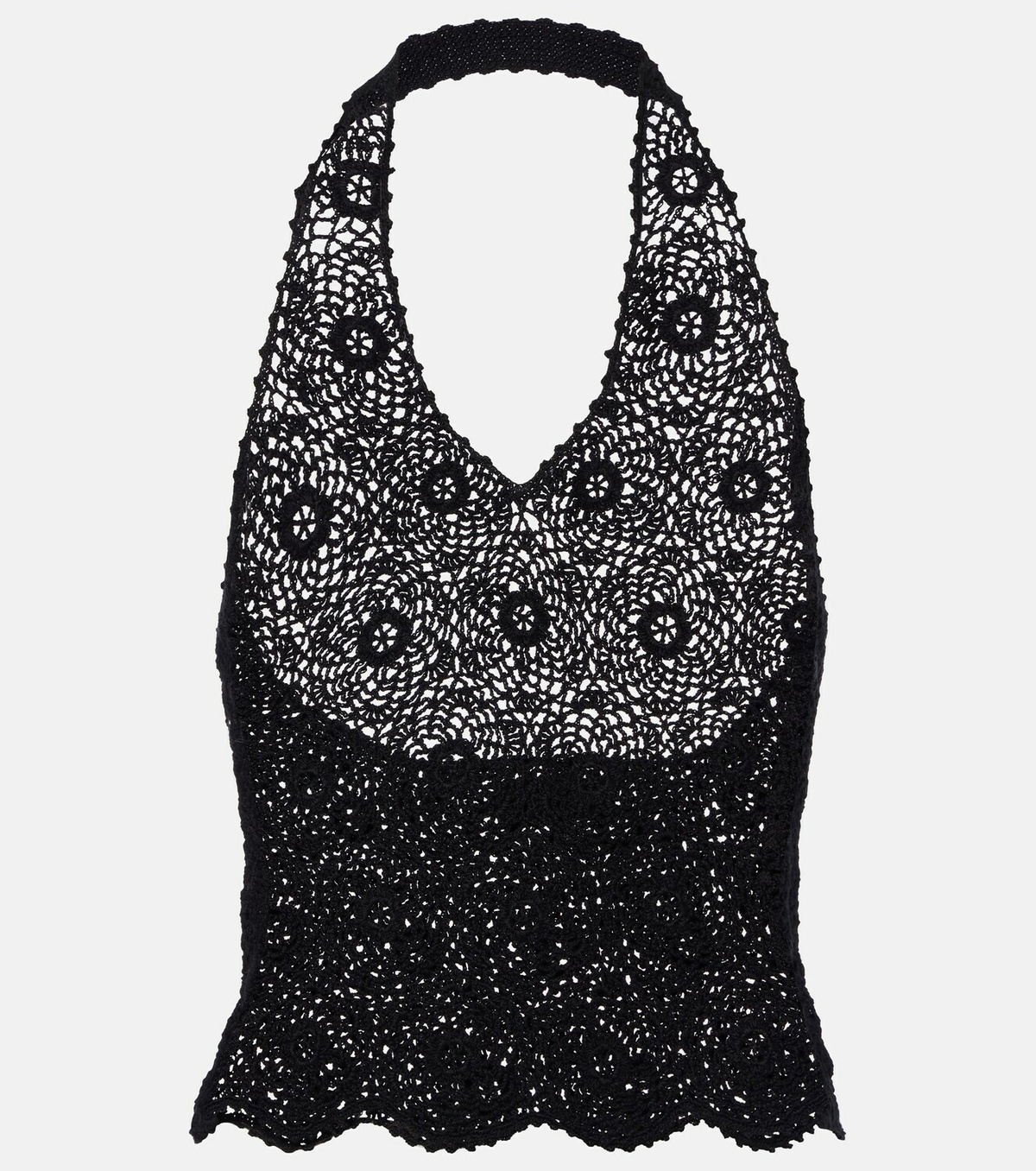 Nili Lotan Ventura crochet halterneck cotton top