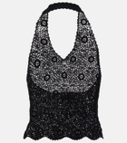 Nili Lotan Ventura crochet halterneck cotton top