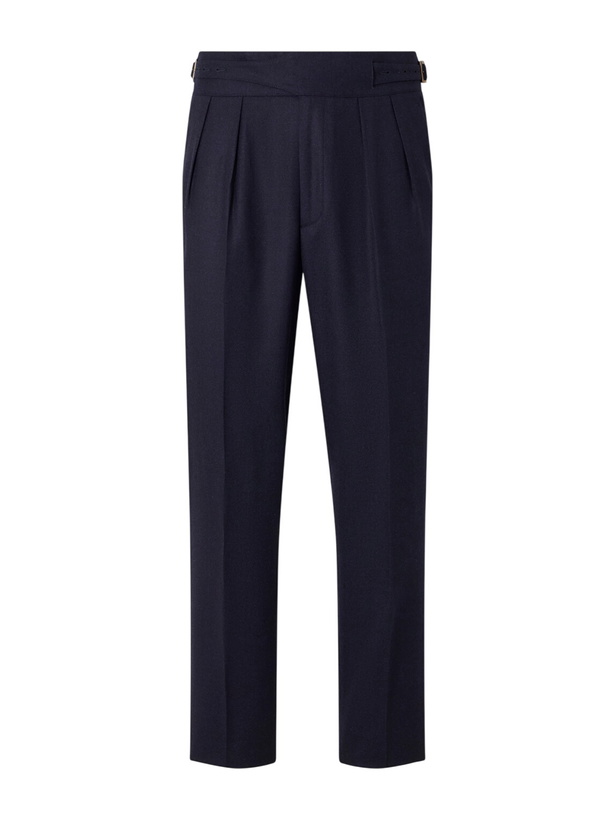Photo: Rubinacci - Manny Tapered Mélange Virgin Wool-Twill Trousers - Blue