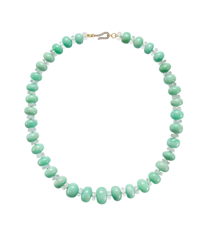 Photo: Ileana Makri Beaded necklace with chrysoprases, topaz, and diamonds