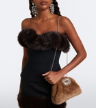 Amina Muaddi Camelia embellished shearling clutch