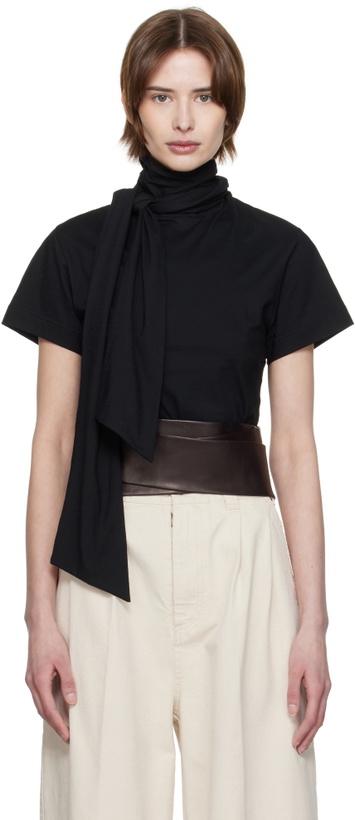 Photo: AARON ESH Black Tied Neck T-shirt