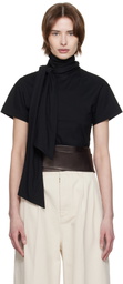 AARON ESH Black Tied Neck T-shirt