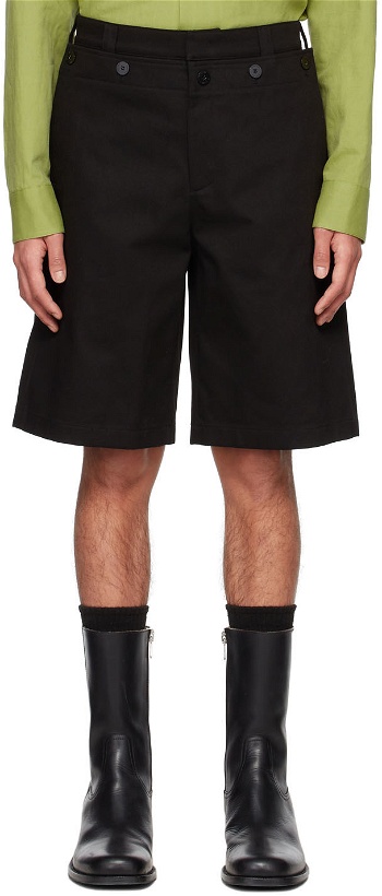 Photo: System Black Cotton Shorts