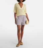 Varley Darina seersucker striped cotton shorts