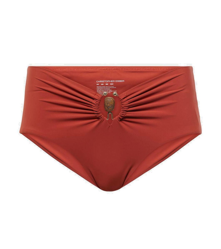 Photo: Christopher Esber Embellished ruched high-rise bikini bottoms