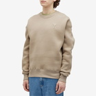 AMI Paris Men's Embossed Heart Crew Sweatshirt in Light Taupe