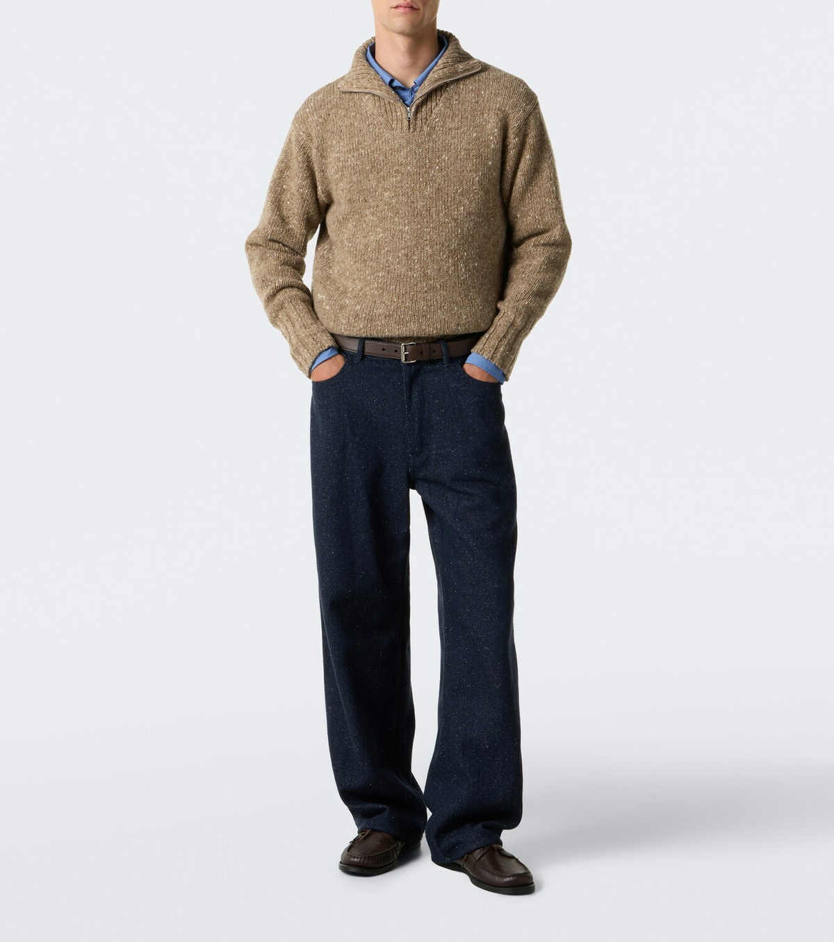 Auralee Wool half-zip sweater
