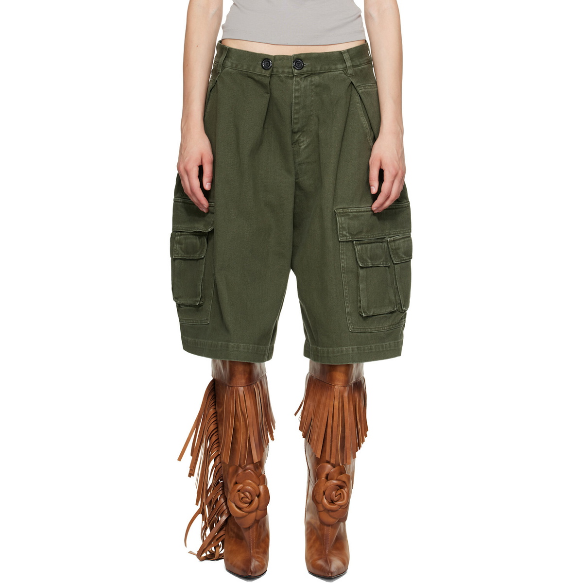 ABRA Khaki Cotton Cargo Shorts