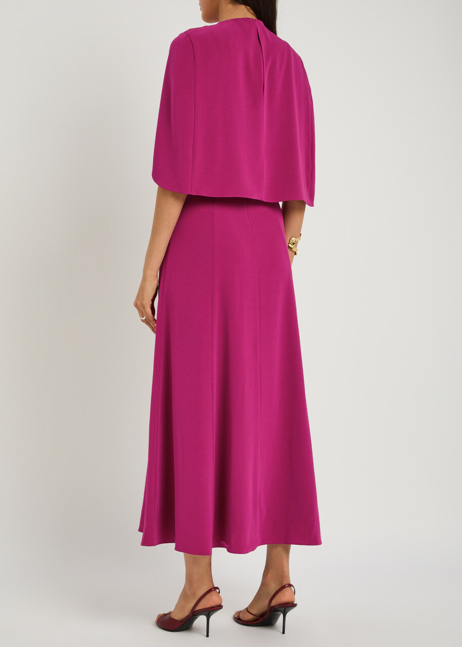 Roland Mouret Cape-effect Crepe Midi Dress Dark Pink