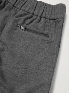 Fendi - Tapered Logo-Embossed Cashmere-Blend Flannel Trousers - Gray