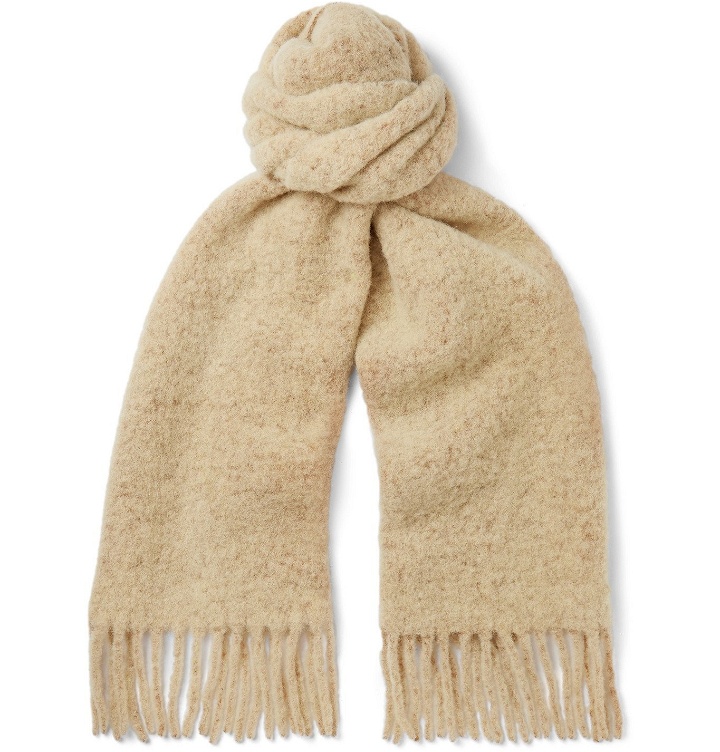 Photo: Séfr - Oversized Fringed Checked Wool-Blend Scarf - Neutrals