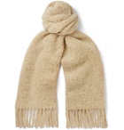 Séfr - Oversized Fringed Checked Wool-Blend Scarf - Neutrals
