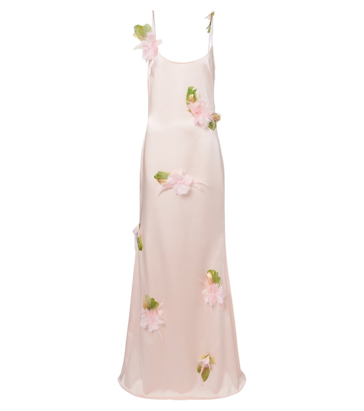 Photo: The New Arrivals Ilkyaz Ozel Nara feather-trimmed satin gown