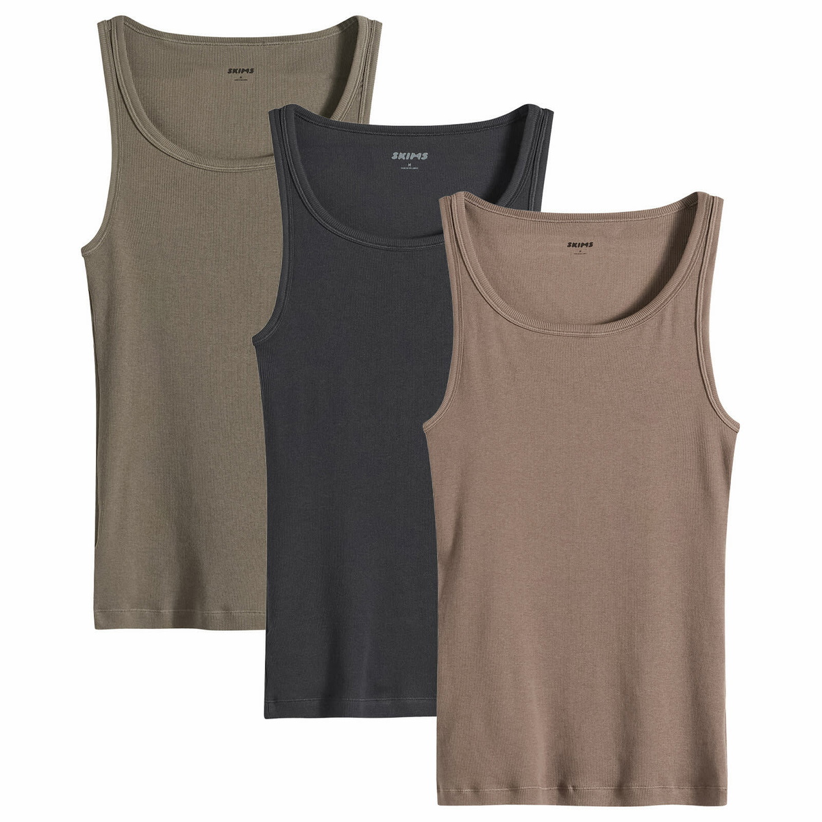 SKIMS Men's Cotton Rib Tank 3-Pack in Jungle Multi
