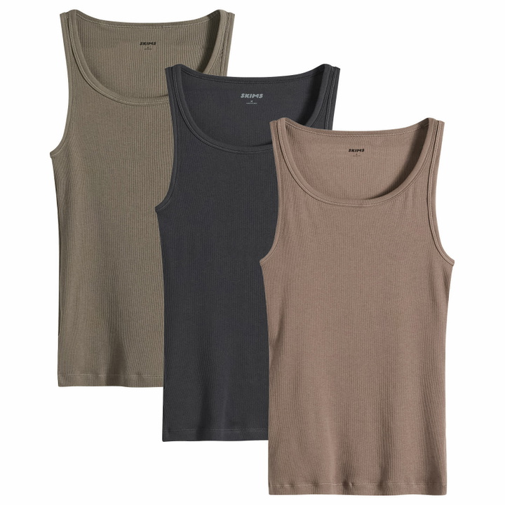Photo: SKIMS Men's Cotton Rib Tank 3-Pack in Jungle Multi