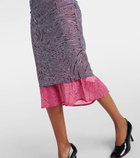 Dries Van Noten Printed pleated mesh midi skirt