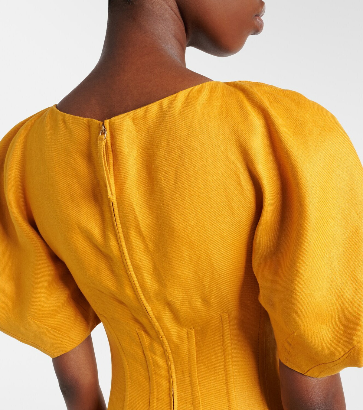 Gabriela Hearst Ranya puff-sleeve linen twill maxi dress