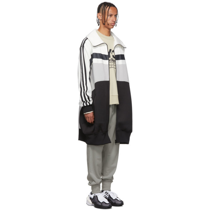 Y-3 White and Grey Oversize Varsity Track Jacket